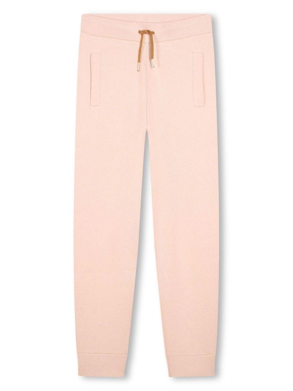 Pantaloni sportivi con coulisse per bambina Chloé Kids rosa con logo sul retro C20304 45K CHLOE' KIDS 