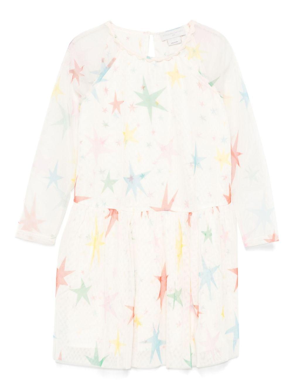 Abito per bambina Stella McCartney Kids bianco con stampa a stelle TV1C90 Z2089 186MC STELLA McCARTNEY KIDS 