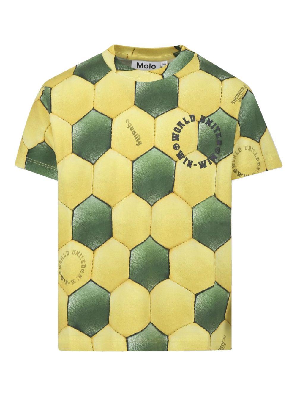 T-shirt con motivo football per bambino Molo giallo con stampa geometrica 1S25A215 9286 MOLO 