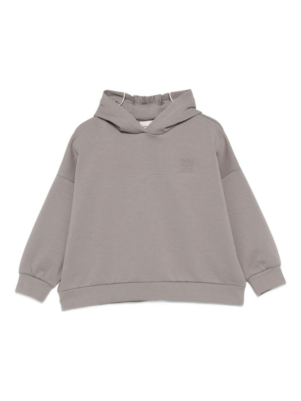 Felpa per bambina Douuod Kids grigia con ampio cappuccio DX4P60 Z2858 907 DOUUOD 