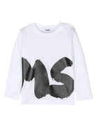 T-shirt bianca per bambina a maniche lunghe con stampa nera MSGM maxi F4MSUNTH266 001 MSGM KIDS 