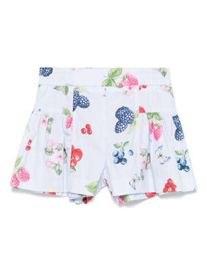 Monnalisa baby girl's light blue shorts with fruit print