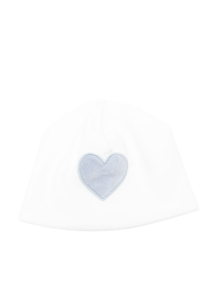 Berretto per neonato La Stupenderia bianco con motivo a cuore azzurro 1TBCP12 L24 LA STUPENDERIA 