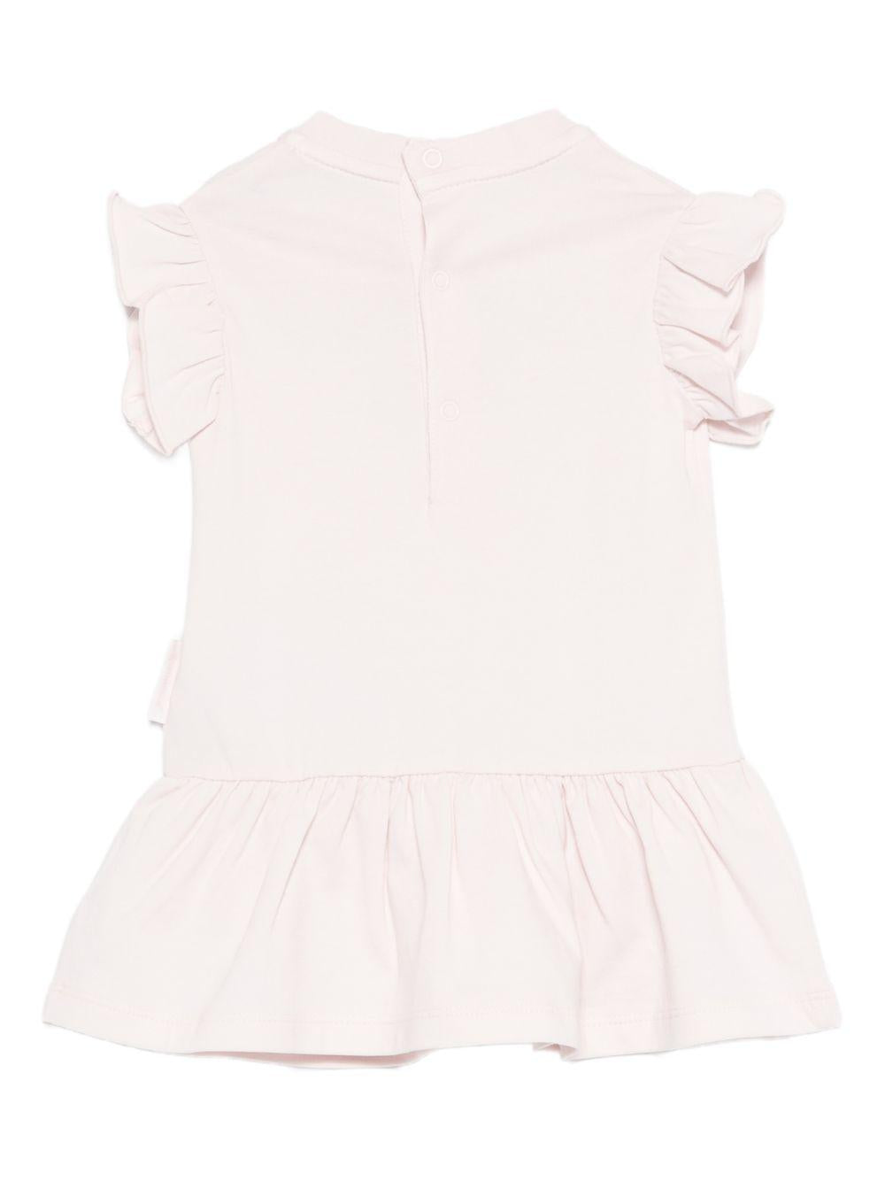 Abito per neonata Moncler Kids rosa con stampa grafica sul davanti L19518I0000289AUM 503 MONCLER ENFANT 