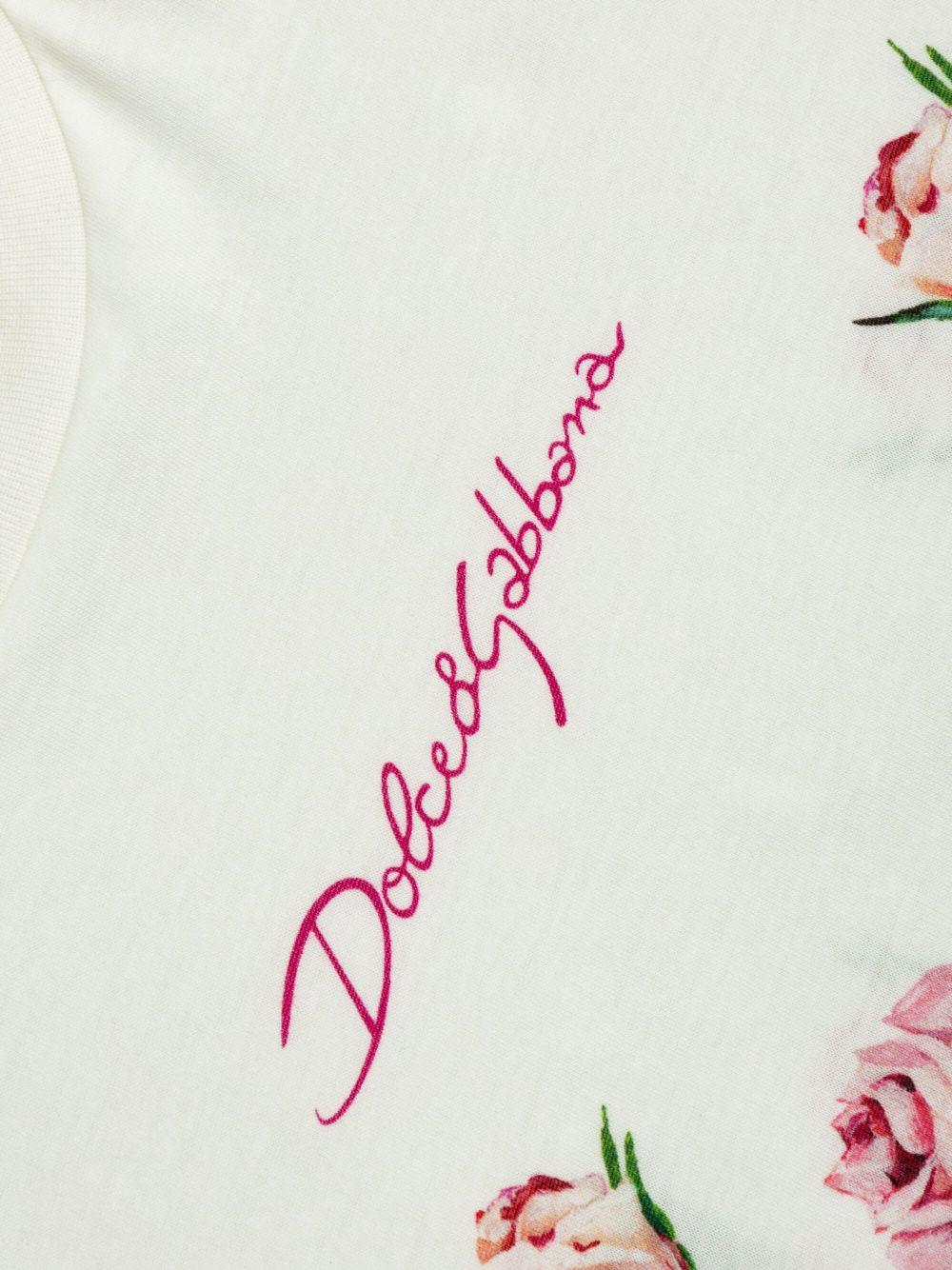 T-shirt con stampa per bambina Dolce & Gabbana Kids bianco con girocollo L5JTNL II7GI HA5IZ DOLCE & GABBANA KIDS 
