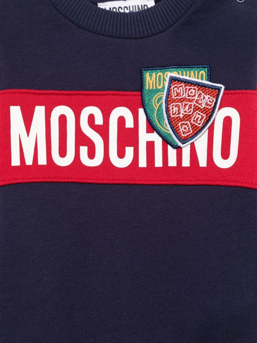 Felpa con stampa per neonato Moschino Kids blu con orlo dritto MUF05GLCA77 40016 MOSCHINO KIDS 