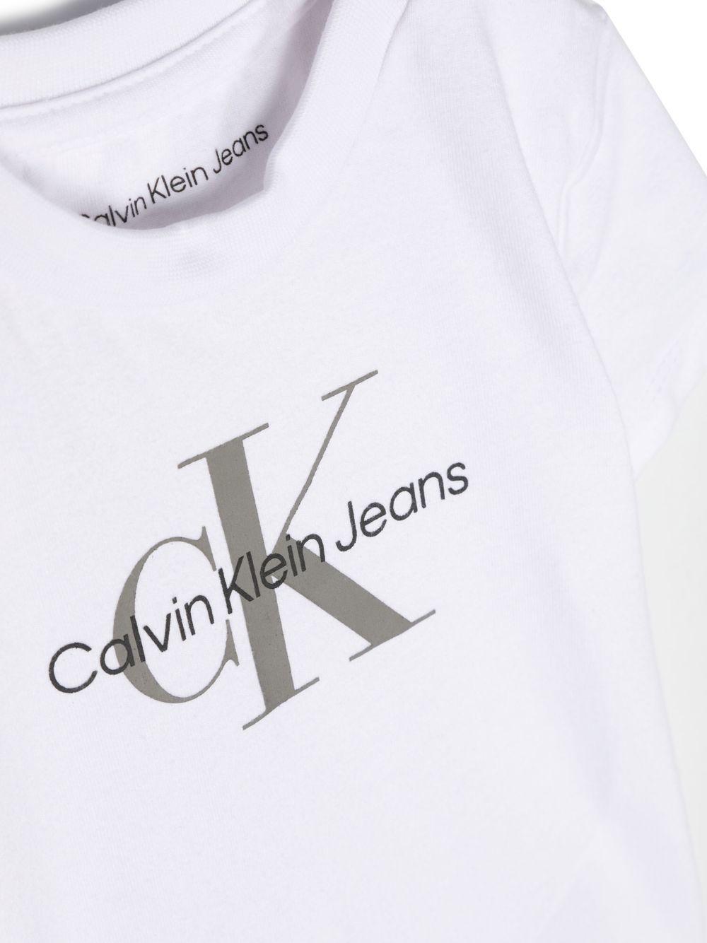 T-shirt per neonato Calvin Klein Kids bianco con stampa logo sul davanti IN0IN00001 YAF CALVIN KLEIN KIDS 