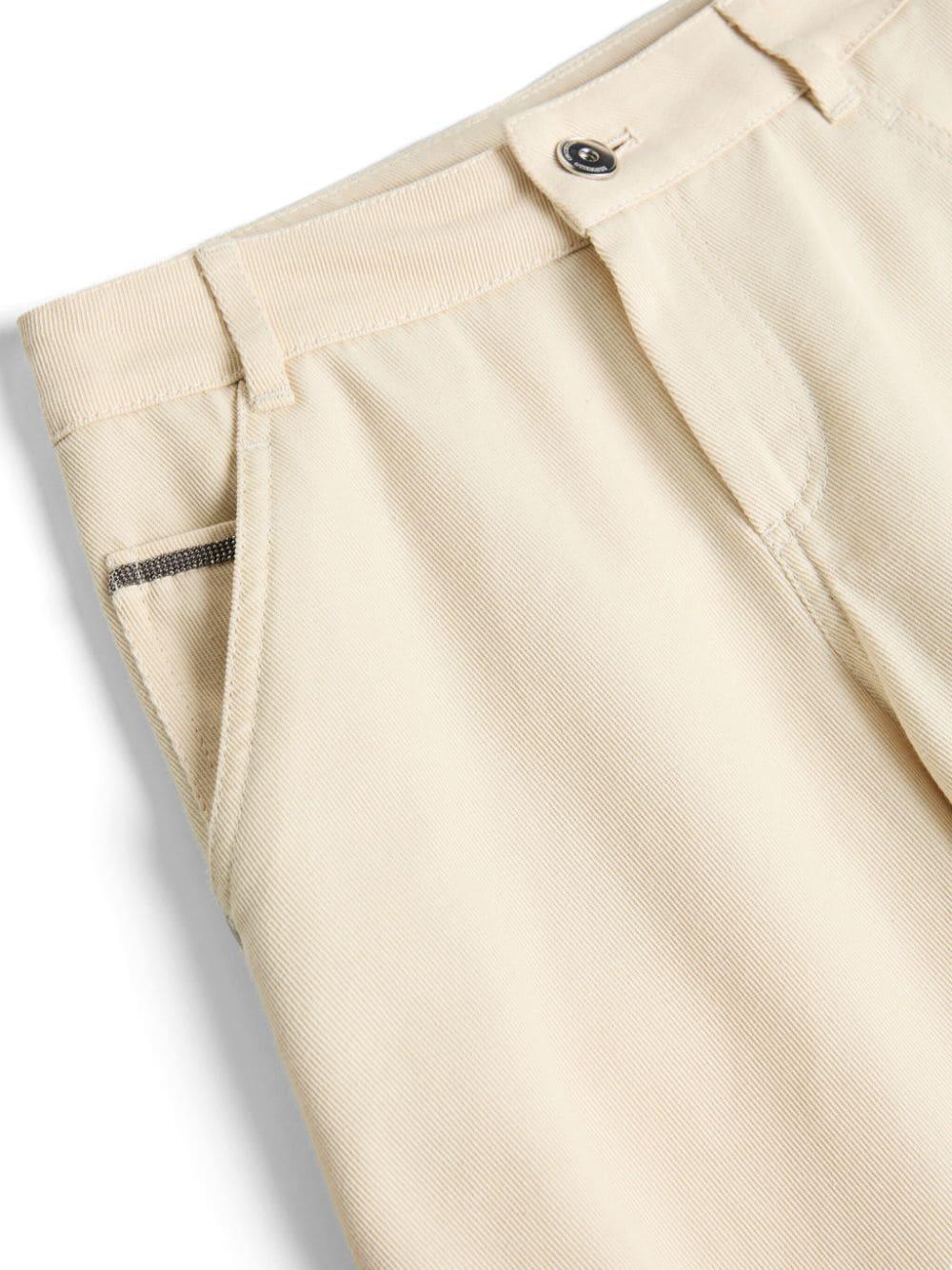 Pantaloni per bambino Brunello Cucinelli Kids beige con dettaglio a catena Monili BB113P217 C7992 BRUNELLO CUCINELLI KIDS 