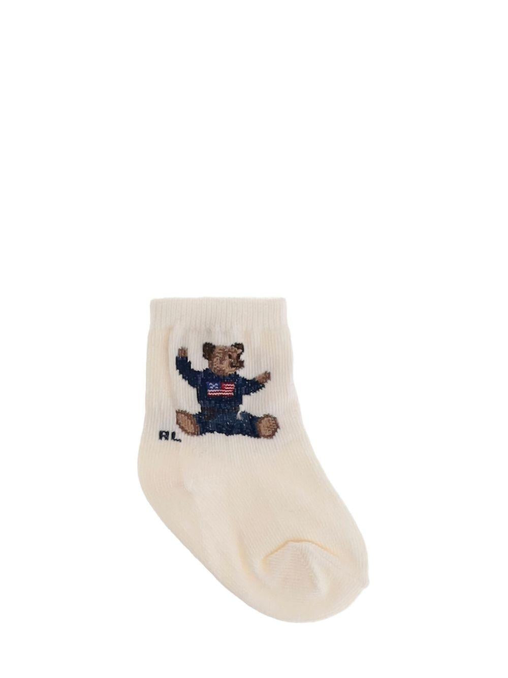 Calzini per neonato Polo Ralph Lauren Kids bianchi con ricamo Polo Bear 441P03156 001 Ralph Lauren kids 