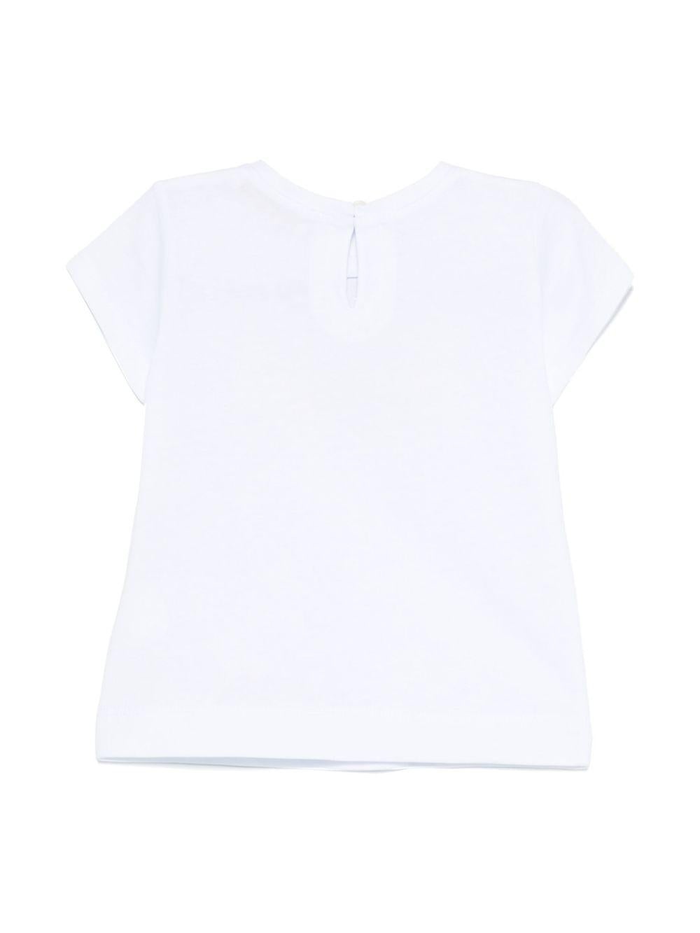 T-shirt per neonata Monnalisa bianco con stampa fiocco sul davanti 39E618 5011 0099 MONNALISA 