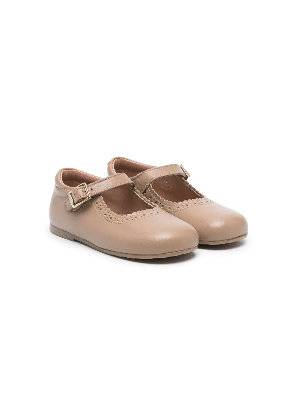 Ballerine in pelle per neonata Eli1957 beige con dettagli traforati 12000AF TOPO ElI 