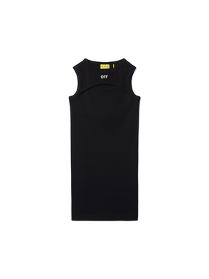 Off-White Kids Off-stamp Black Ribbed Dress for Girls