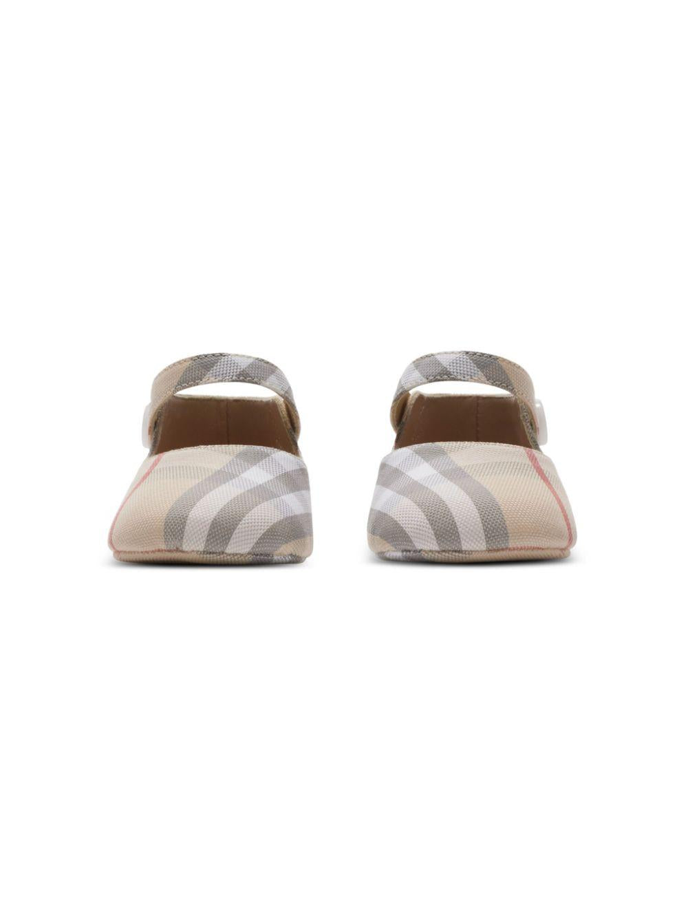 Ballerine primi passi per neonata Burberry Kids Mary Jane beige con motivo a quadri 8090482 A2205 BURBERRY KIDS 