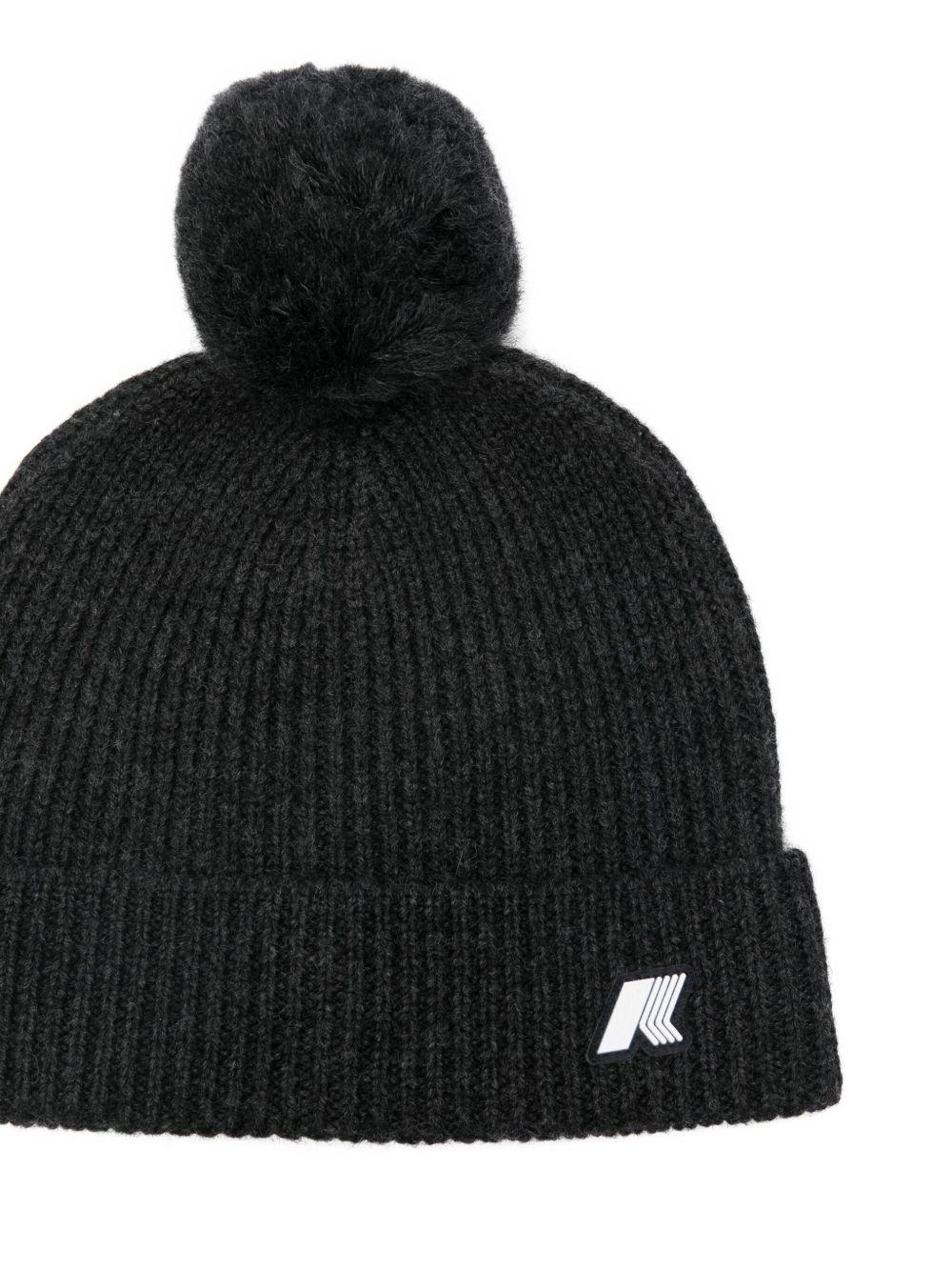 Berretto per bambina K-Way Kids nero con pompon a coste K31359W AZ3 K-WAY KIDS 