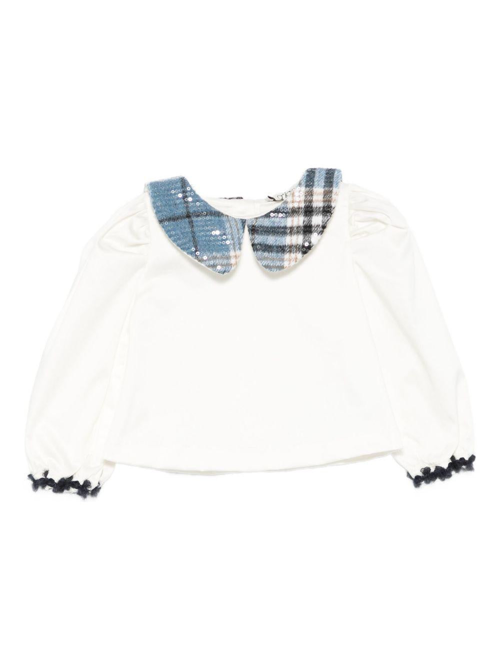 Camicia per neonata A'lapage bianca con colletto con motivo scozzese AL22NB OFF WHITE A'LAPAGE 