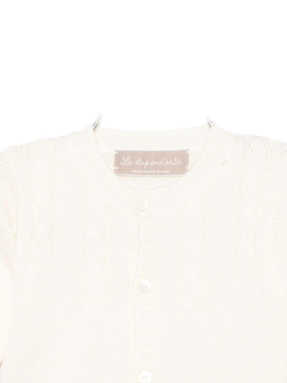 Cardigan per neonato La Stupenderia bianco con trama a coste 1WCCR23 802 LA STUPENDERIA 