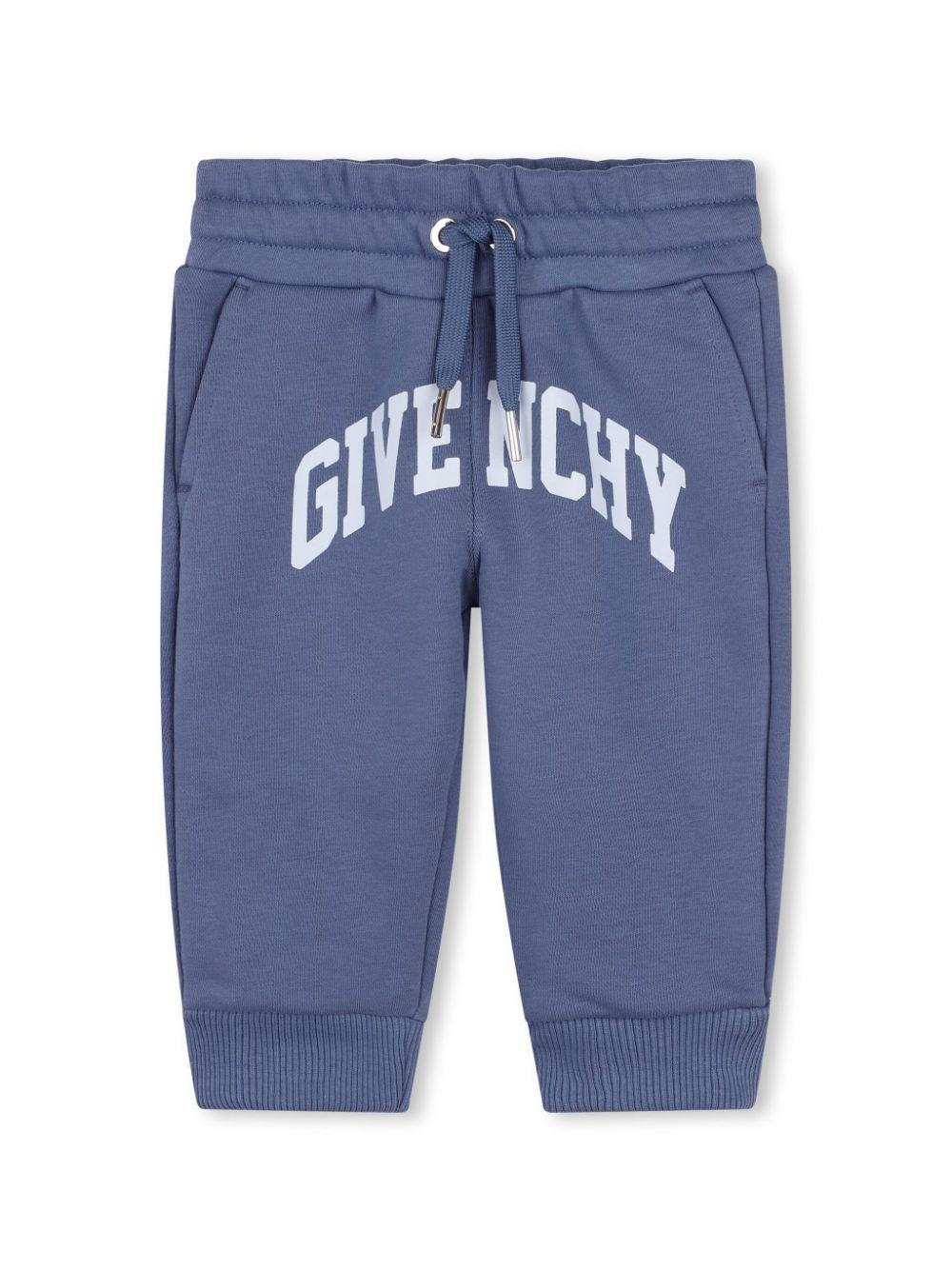 Pantaloni sportivi per neonati Givenchy Kids blu con coulisse e stampa ad arco bianco H30457 81A GIVENCHY KIDS 