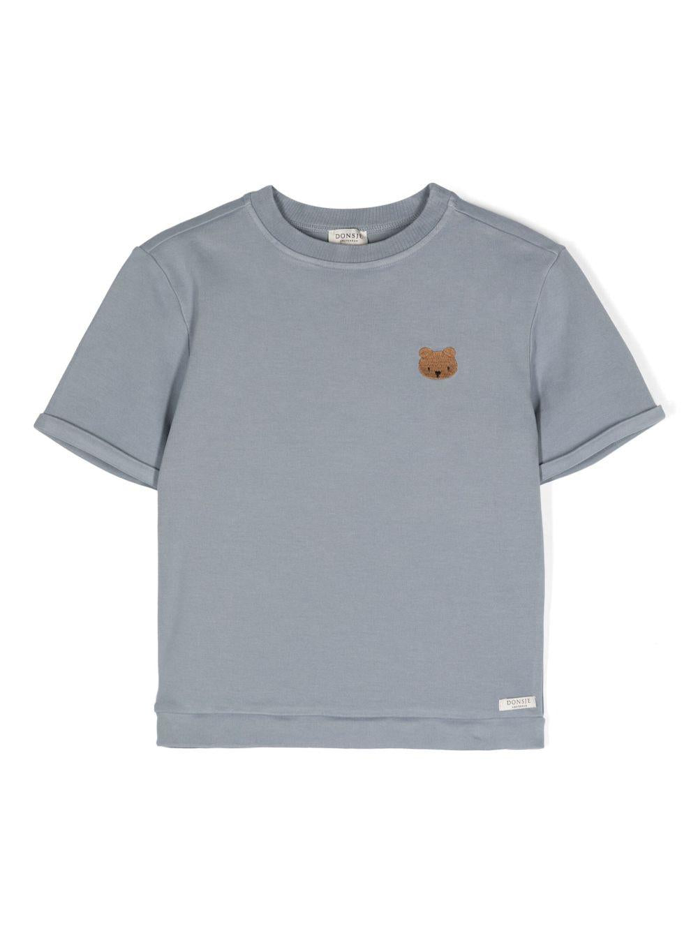 T-shirt per neonata Donsje Jarne grigio con ricamo sul petto 4081801 00070 DONSJE 