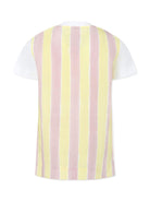 T-shirt per bambina Fendi Kids bianco con logo sul davanti e righe verticali sul retro JUI182 AS67 F1R0X FENDI KIDS 