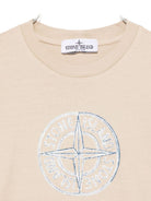 T-shirt per bambino Stone Island Junior beige con caratteristico logo sul davanti K2S162100008S0264 V0095 STONE ISLAND JUNIOR 