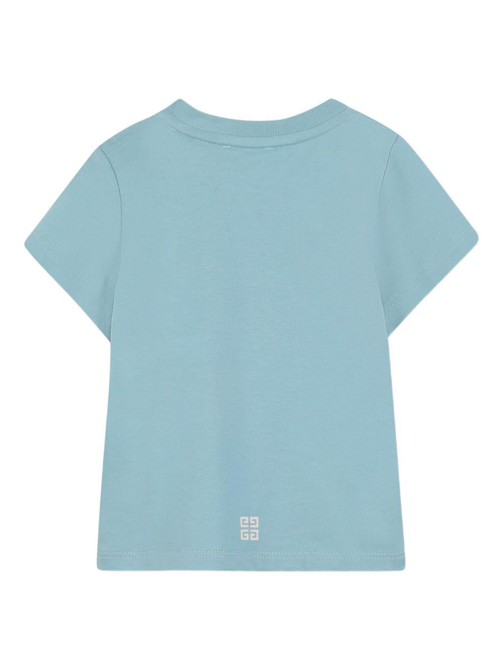 T-shirt per neonato Givenchy Kids azzurra con stampa logo frontale H30887 040 GIVENCHY KIDS 