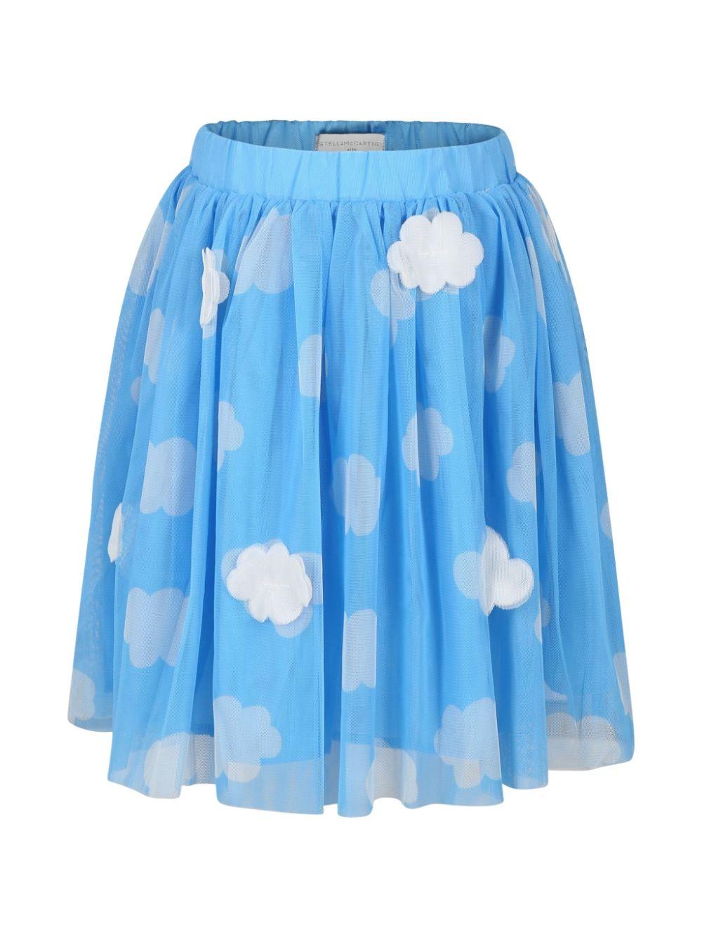Gonna azzurra in tulle per bambina con stampa nuvole Stella McCartney Kids TV7B51 Z2108 630BC STELLA McCARTNEY KIDS 