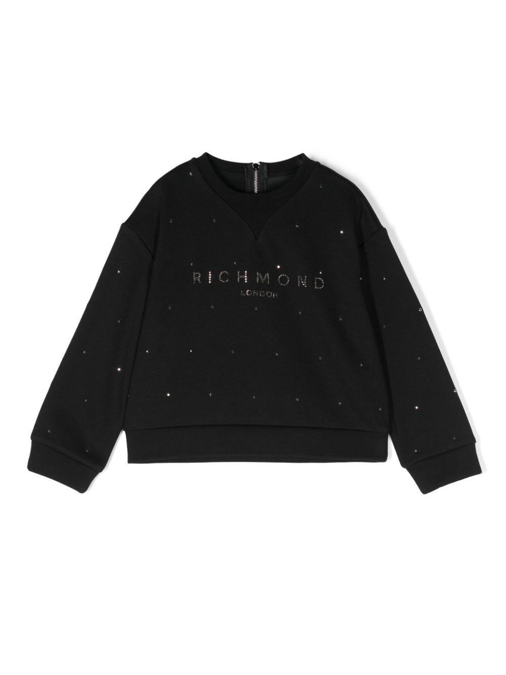 Felpa con borchie per bambina John Richmond Junior nero con girocollo RGA24042FE BLACK JOHN RICHMOND JUNIOR 