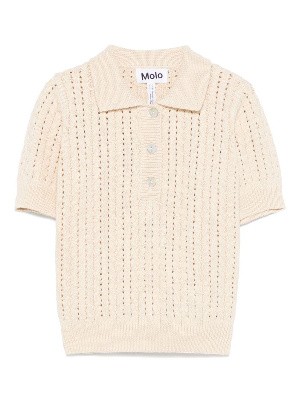 Polo per bambina Molo Gretel beige con abbottonatura frontale corta 2S25K202 5410 MOLO 