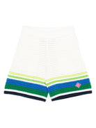 Shorts per bambino Casablanca Kids bianco con dettagli a strisce KSP26KW97202 TENNIS STRIPE CASABLANCA KIDS 