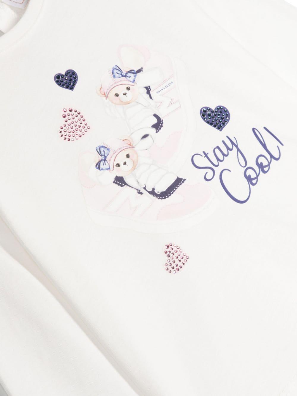 T-shirt con stampa grafica per neonata Monnalisa bianco con stampa con slogan 39D614 4007 0001 MONNALISA 