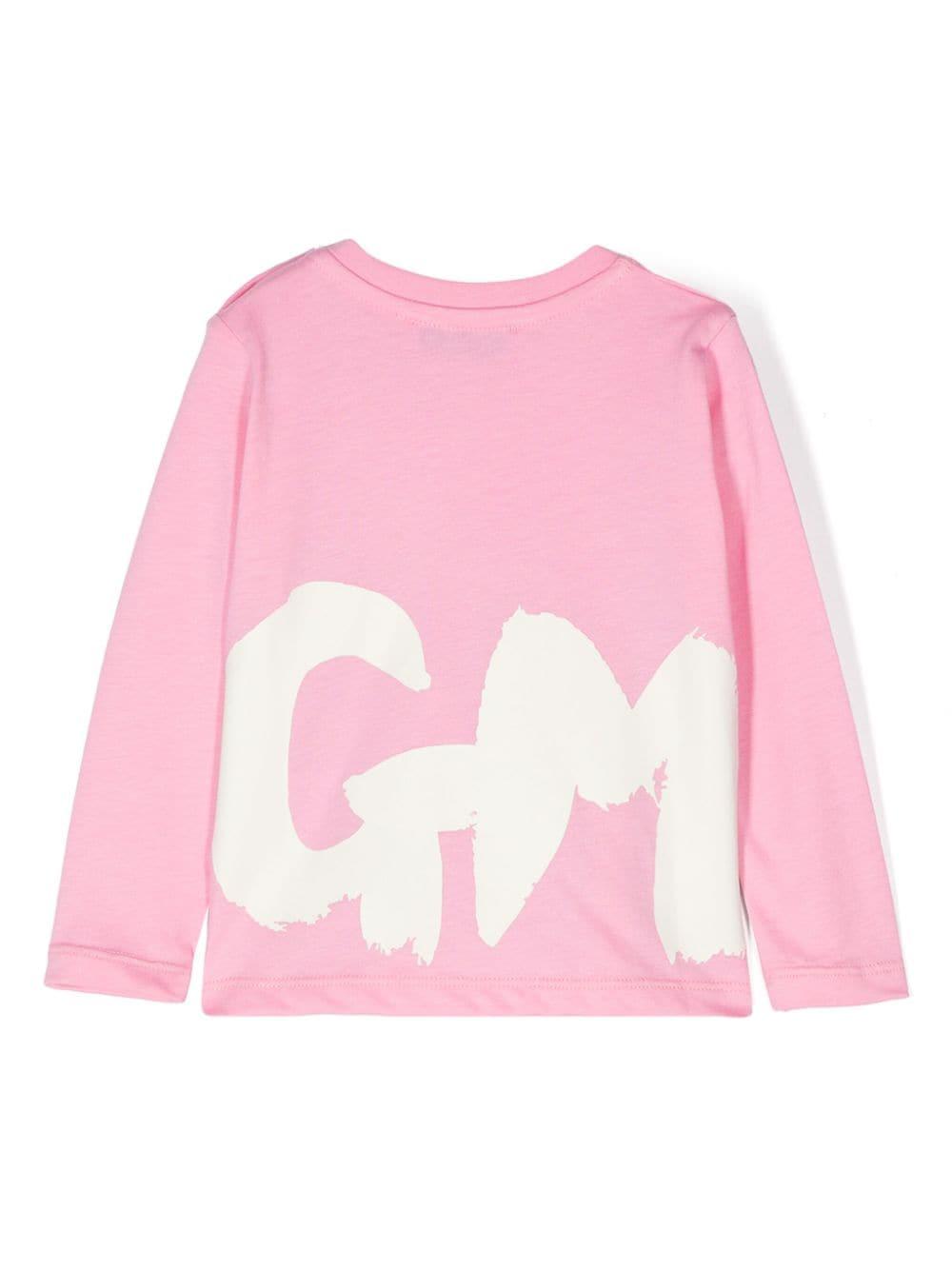T-shirt rosa per bambina a maniche lunghe con stampa bianca MSGM maxi F4MSUNTH266 042 MSGM KIDS 