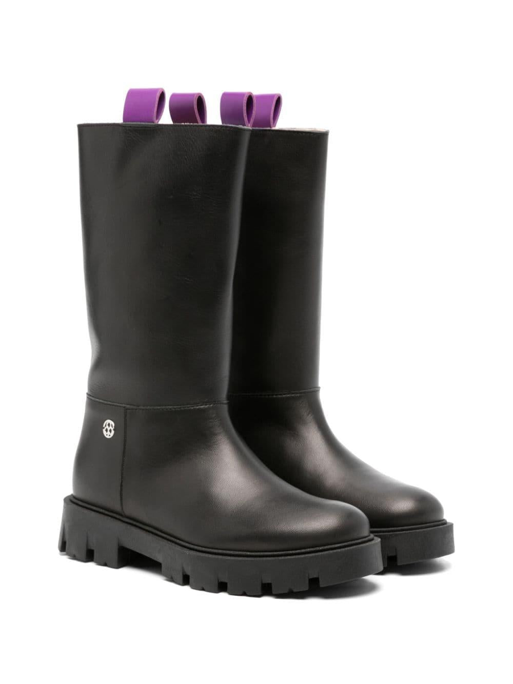 Stivali per bambina Florens nero con doppia linguetta viola F8556 32M FLORENS 