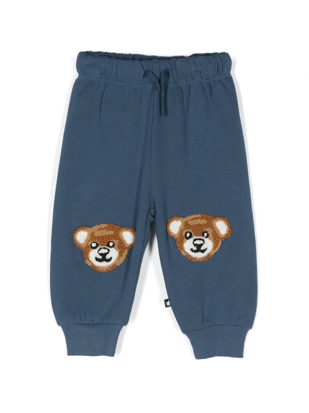 Pantaloni sportivi per neonato Molo blu con dettaglio orsetto sulle ginocchia 6W24I225 3750 MOLO 