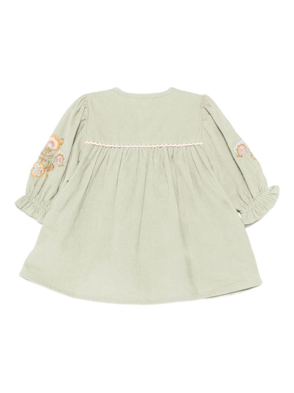 Abito per neonata Louise Misha verde con ricamo floreale FRI-W25-S0153 ALMOND LOUISE MISHA 