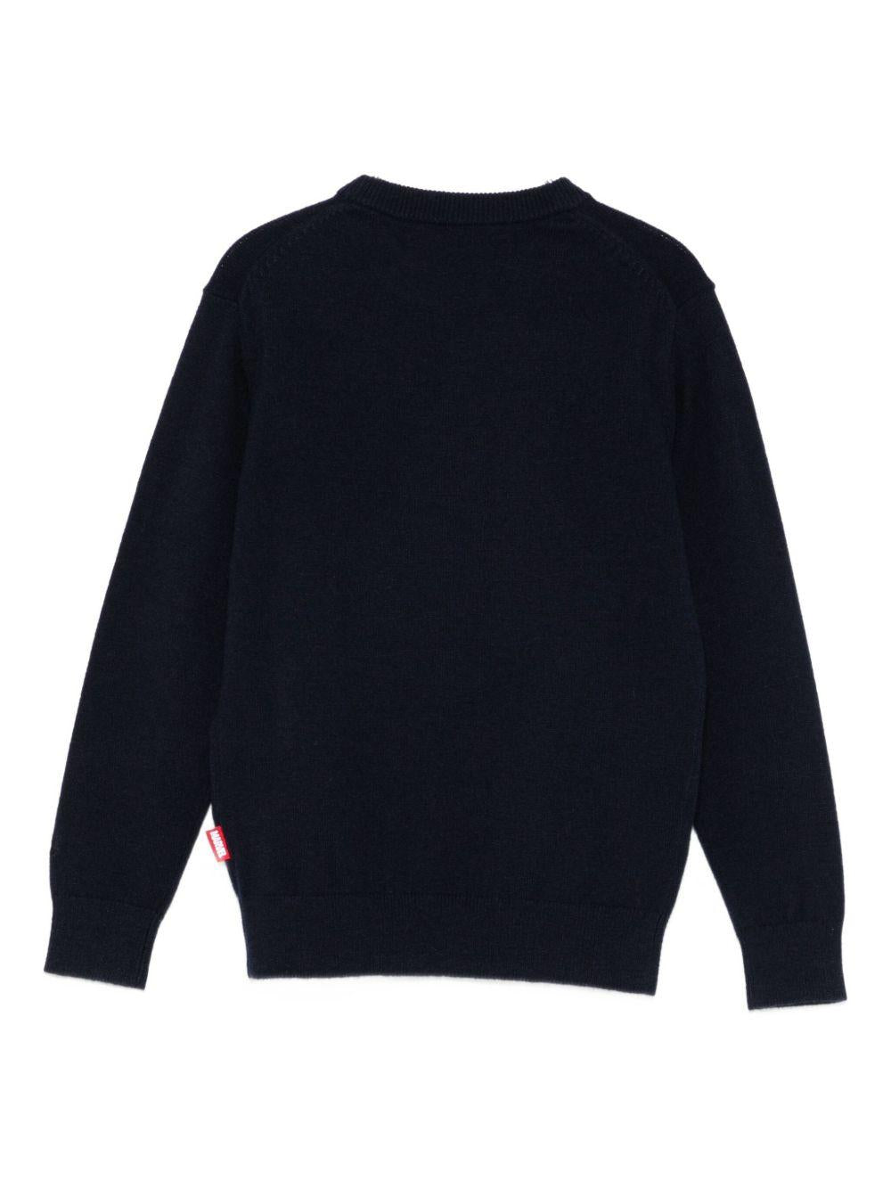 Maglione per bambino MC2 Saint Barth Kids blu con Captain America DOU0001 02453I MC2 ST. BARTH KIDS 