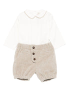 Set t-shirt e pantaloni per neonato La Stupenderia beige con colletto alla Peter Pan 1TBCT23 V20 LA STUPENDERIA 