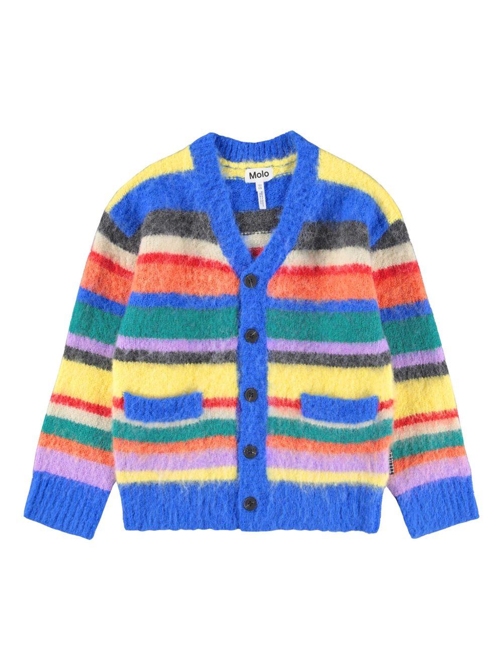 Cardigan per bambina Molo Brutus multicolore con righe orizzontali 6W25K306 9450 MOLO 