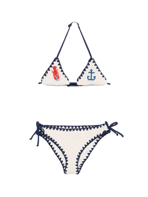 Bikini per bambina MC2 Saint Barth Kids Holly beige con laccetti con nodo