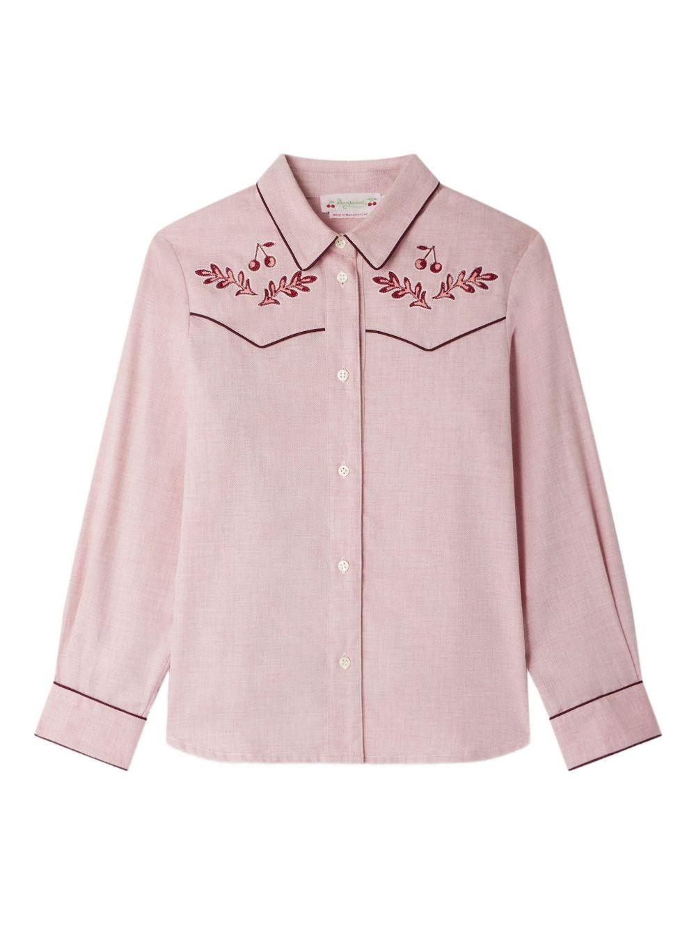 Camicia Jiggle per bambina Bonpoint rosa con carré ricamato W05GBLW00028 021 BONPOINT 