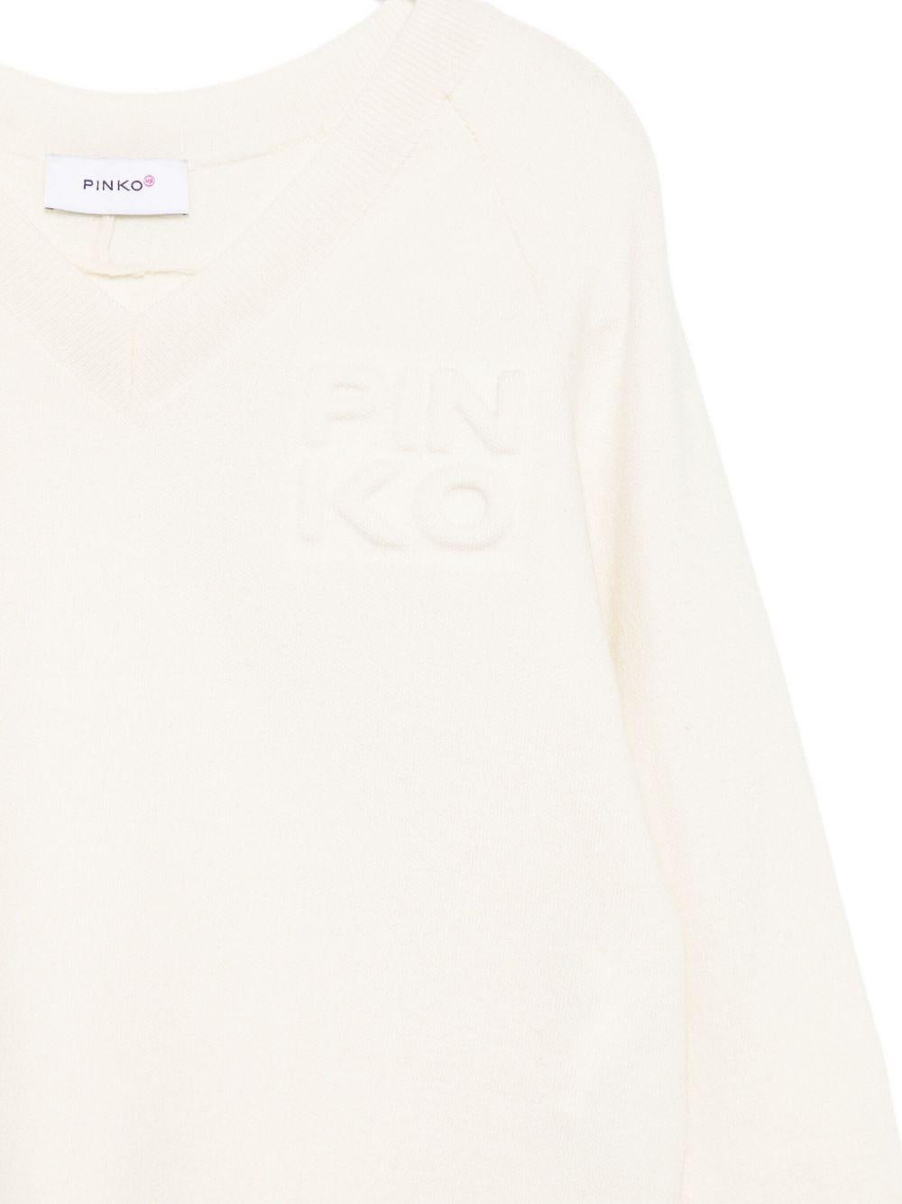 Maglione per bambina Pinko Kids bianco con logo sul davanti KFMA012CFL084 B000 PINKO KIDS 
