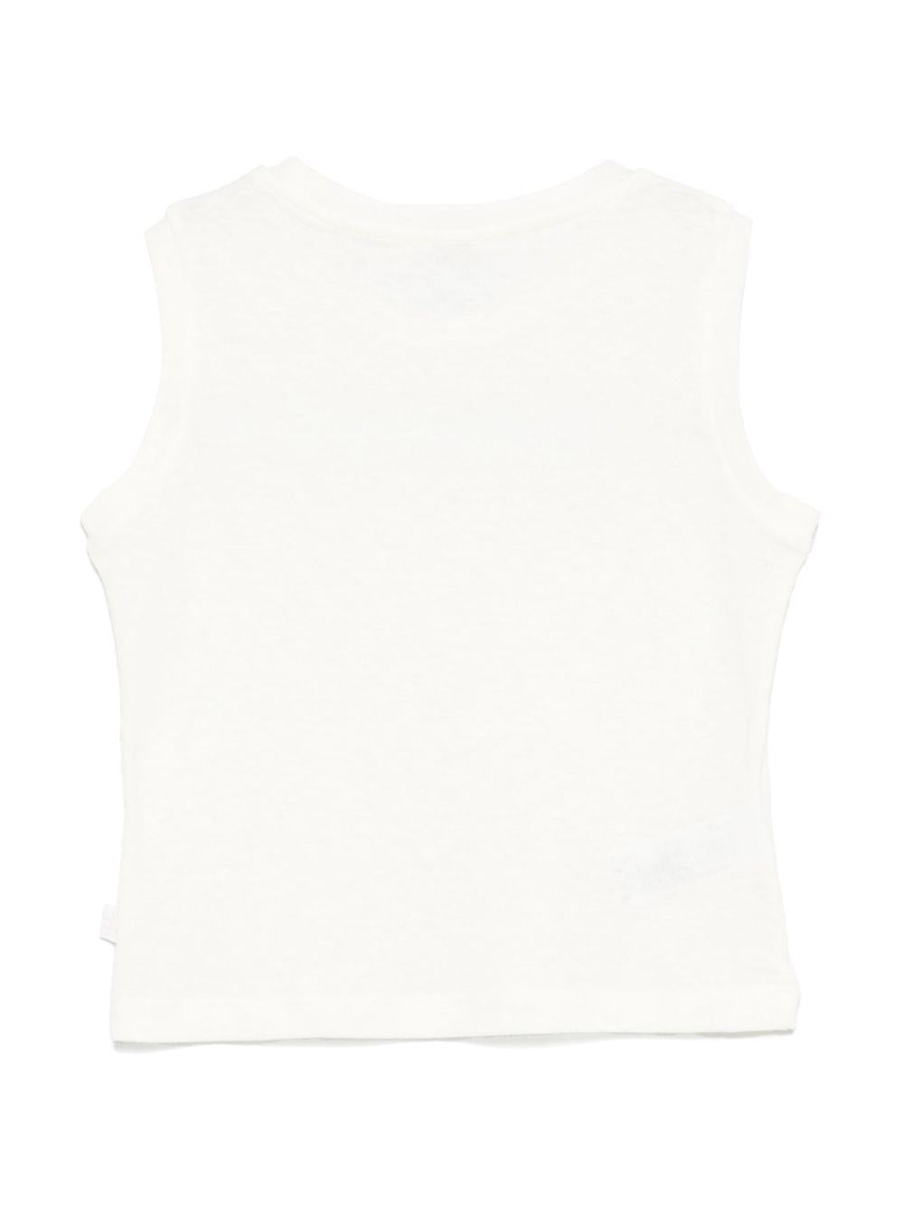 T-shirt smanicata per bambina Il Gufo bianco con mini targhetta P25TC090M0141 100 IL GUFO 
