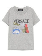 T-shirt per bambino Versace Kids grigio con stampa Medusa 10185601A13244 2EG40 VERSACE KIDS 