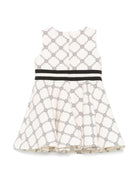 Abito con logo per bambina Elisabetta Franchi La Mia Bambina beige con dettaglio fiocco EGAB1940GA018 D557 ElISABETTA FRANCHI 