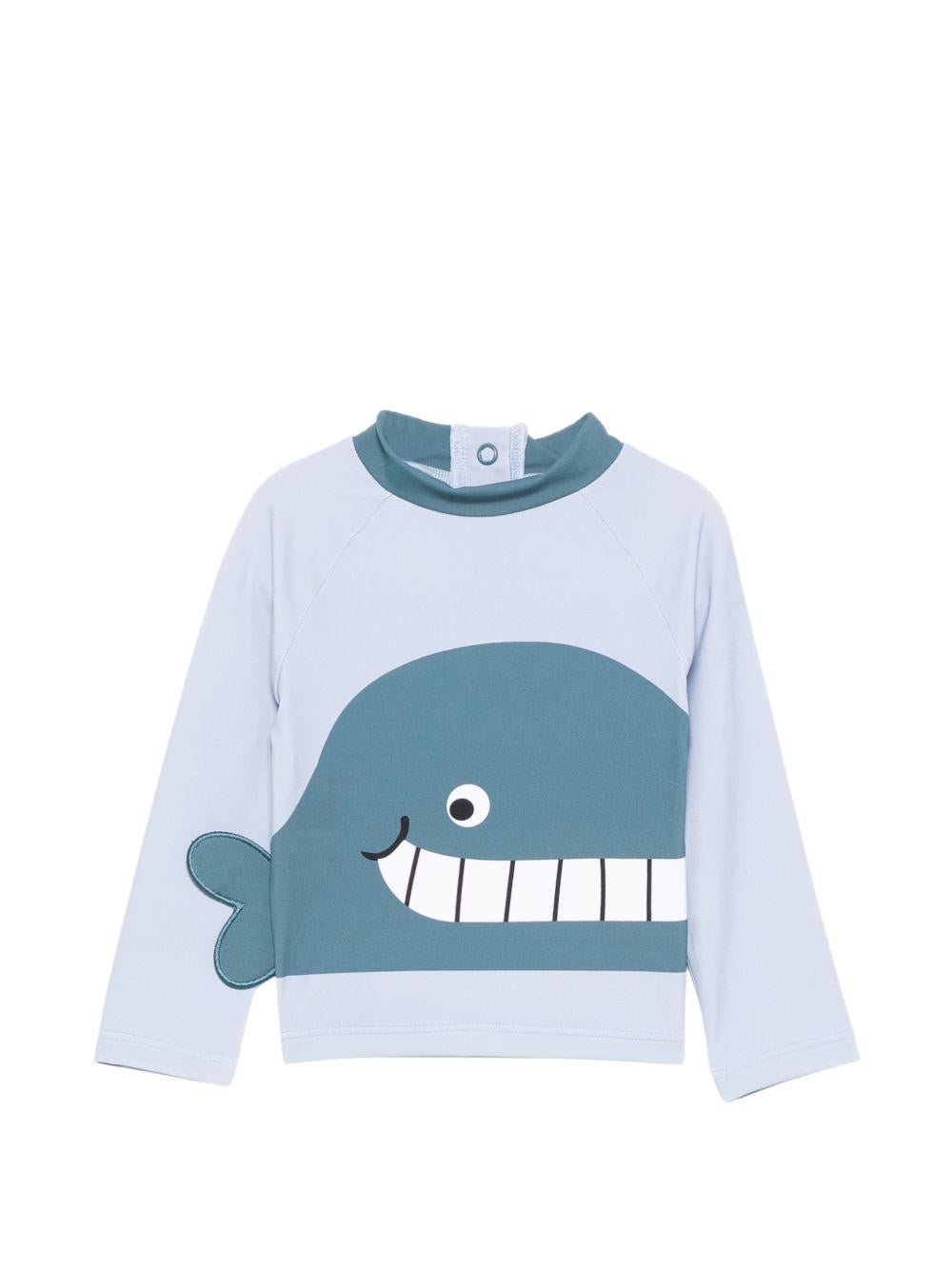 Costume per neonato Stella McCartney Kids azzurro con stampa balena TYC542 Z0157 685 STELLA McCARTNEY KIDS 
