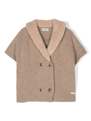 Camicia per bambina Donsje marrone con chiusura doppiopetto
