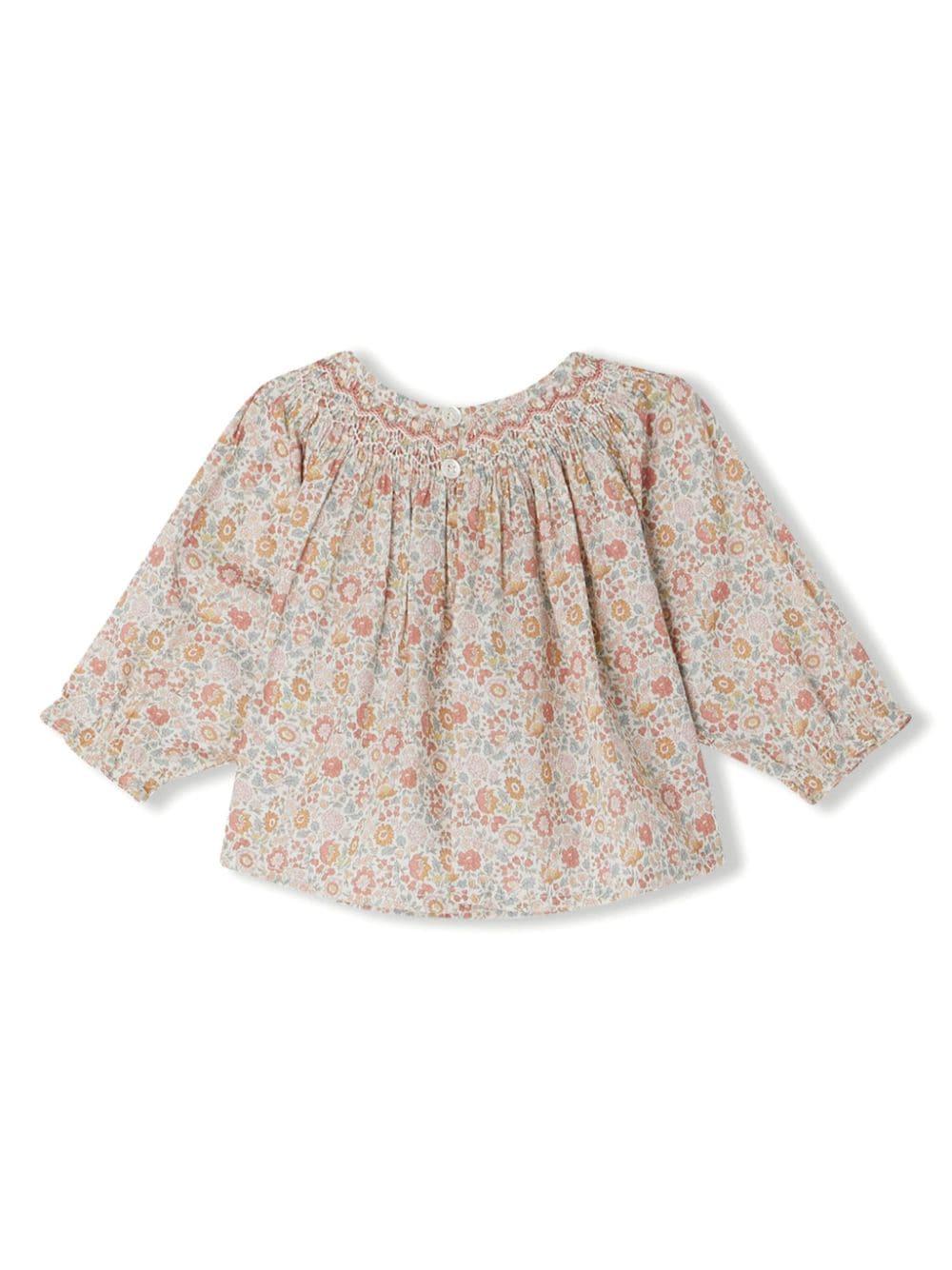 Blusa a fiori per neonata Bonpoint rosa con scollo rotondo W04NBLW00002 537 BONPOINT 