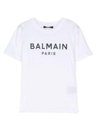 T-shirt per bambino Balmain Kids bianco con stampa logo sul petto BT8P41 Z0082 100NE BALMAIN KIDS 