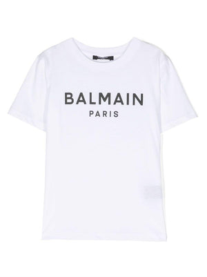 Balmain Kids white T-shirt with logo print on the chest