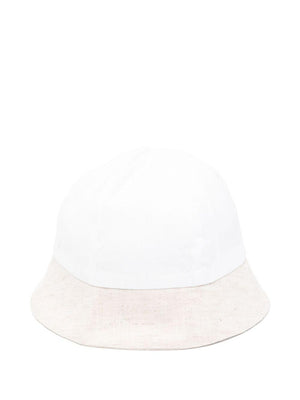 La Stupenderia white baby hat with contrasting hem and round crown