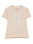 T-shirt per bambino Stone Island Junior beige con caratteristico logo sul davanti K2S162100008S0264 V0095 STONE ISLAND JUNIOR 